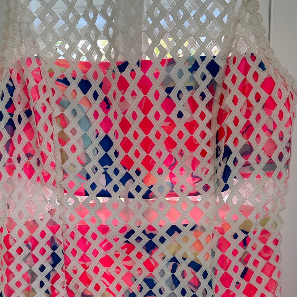 Lilly Pulitzer Dee Shift White Geo Lattice Dress Size 2 - Picture 3 of 4